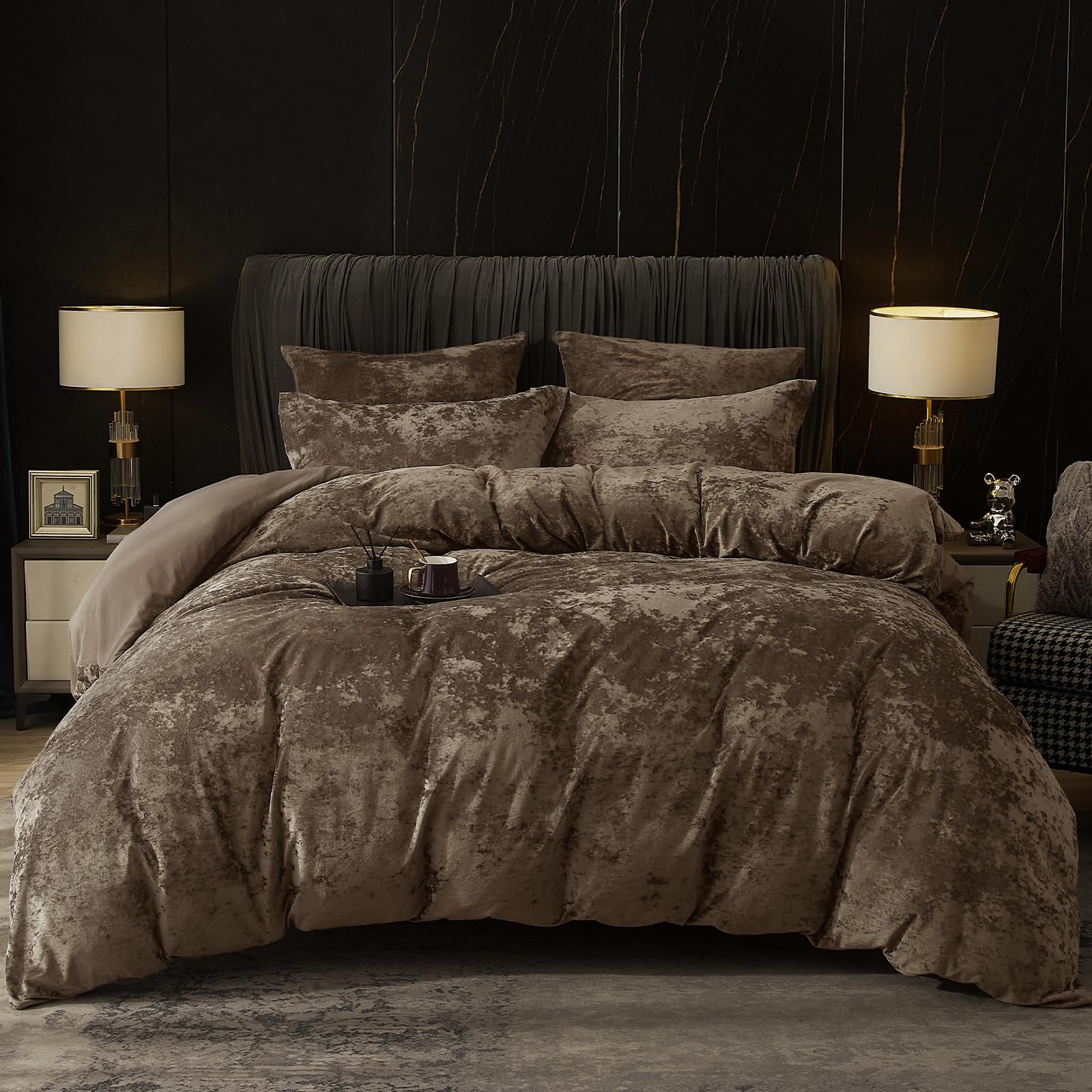 phf truly velvet duvet cover set queen size, 3pcs ultra soft breathable comforter cover set, luxury cozy flannel duvet cover with pillow shams bedding collection, 90" x 90", cub