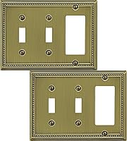 Vista 55 de Cubierta de Interruptor de Luz de Tomacorriente Dúplex Individual Belaire de Metal con Cuentas para Pared, Paquete de 4 Latón Antiguo 1 Gang