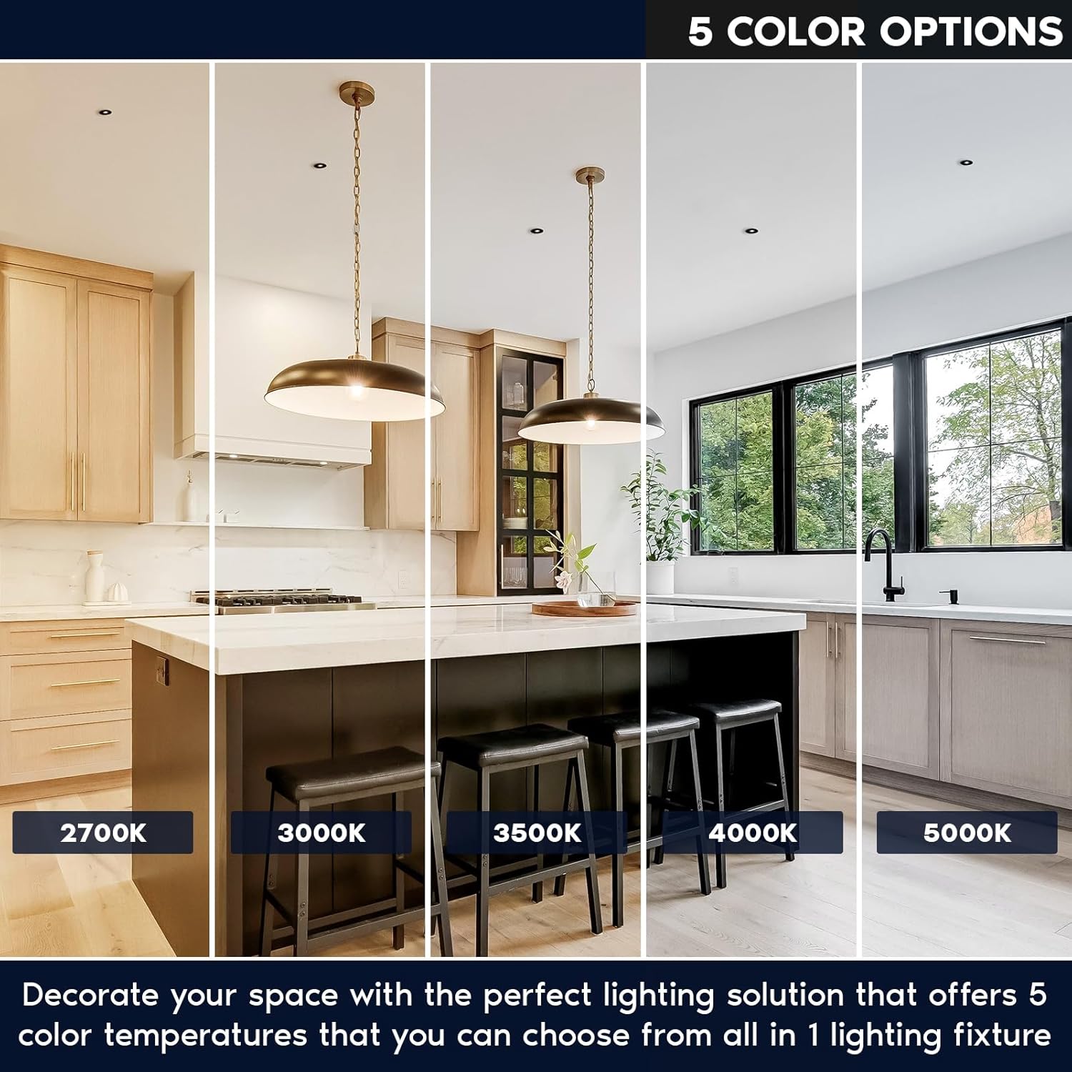 LUXRITE 1-Inch LED Trimless Recessed Spotlight with Black Reflector Trim Replacement 10W, 850LM, 2700K-5000K, 38° Beam Angle, Dimmable, Push-n-Lock, CRI90, Damp & IC Rated, ETL White + Black