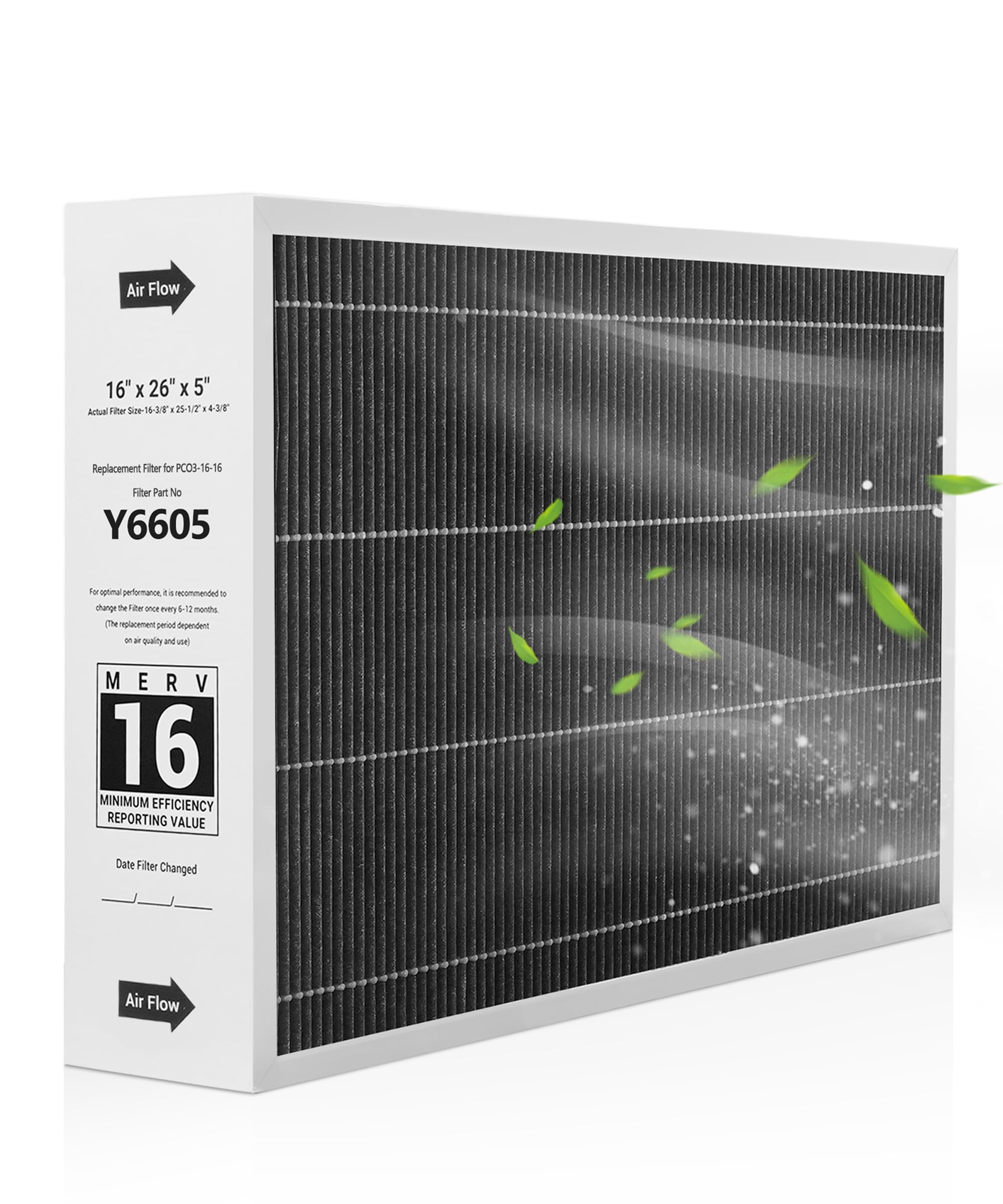Filtro Di Ricambio Y6605 Per Purificatore D'aria PureAir PCO3-16-16 - 16x26x5 Pollici - Classe MERV16 - Alta Efficienza