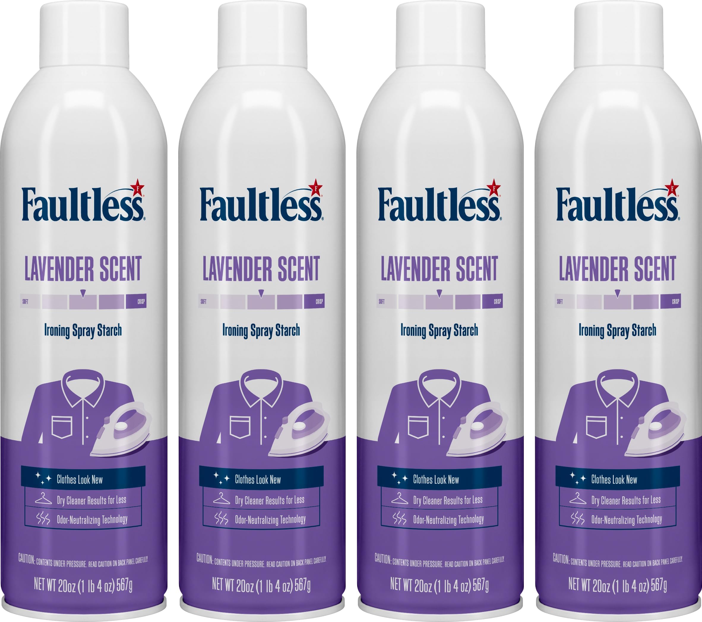 Faultless Heavy Lavender Spray Starch 20 oz Cans (Pack of 4)