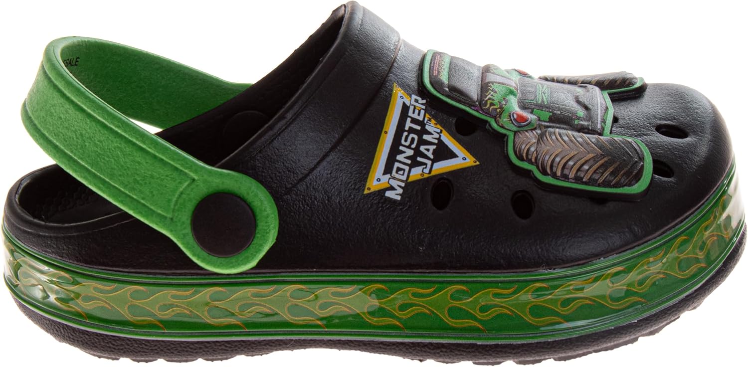 Boys Character Clog Sandals Spider-Man Cars Lightning McQueen Sonic The Hedgehog & Monster Jam Grave Digger Slip-On Slides Closed Toe Clogs with Backstrap Sizes: 5-10 Toddler 11-12 Little Kid - Image 2