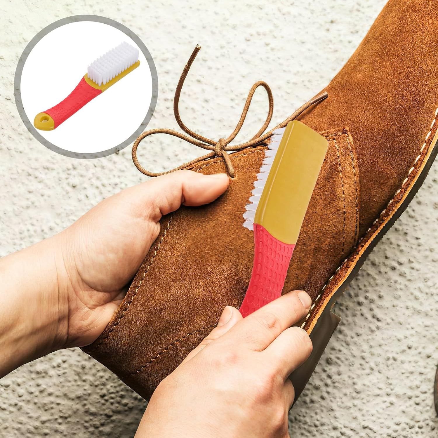 2 Pack Orange Soft Bristle Shoe Brush for Laundry Cleaning