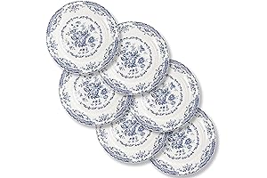 Currier and Ives Dinnerware 10.5" Blue Rose Porcelain Dessert Plates