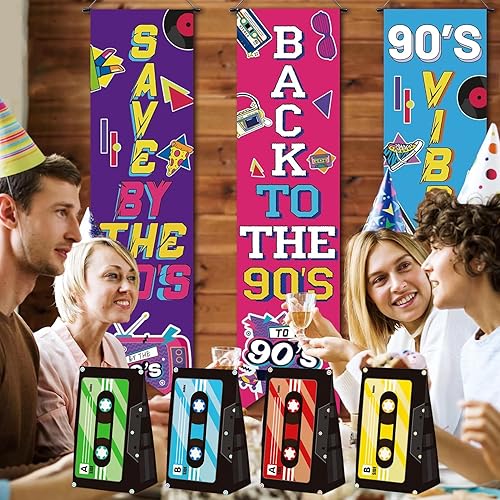 Miniatura 7 de 24 bolsas de regalo temáticas de cinta de casete con calcomanías, bolsas temáticas de los años 70, 80 y 90, bolsas de regalo de fiesta de cumpleaños