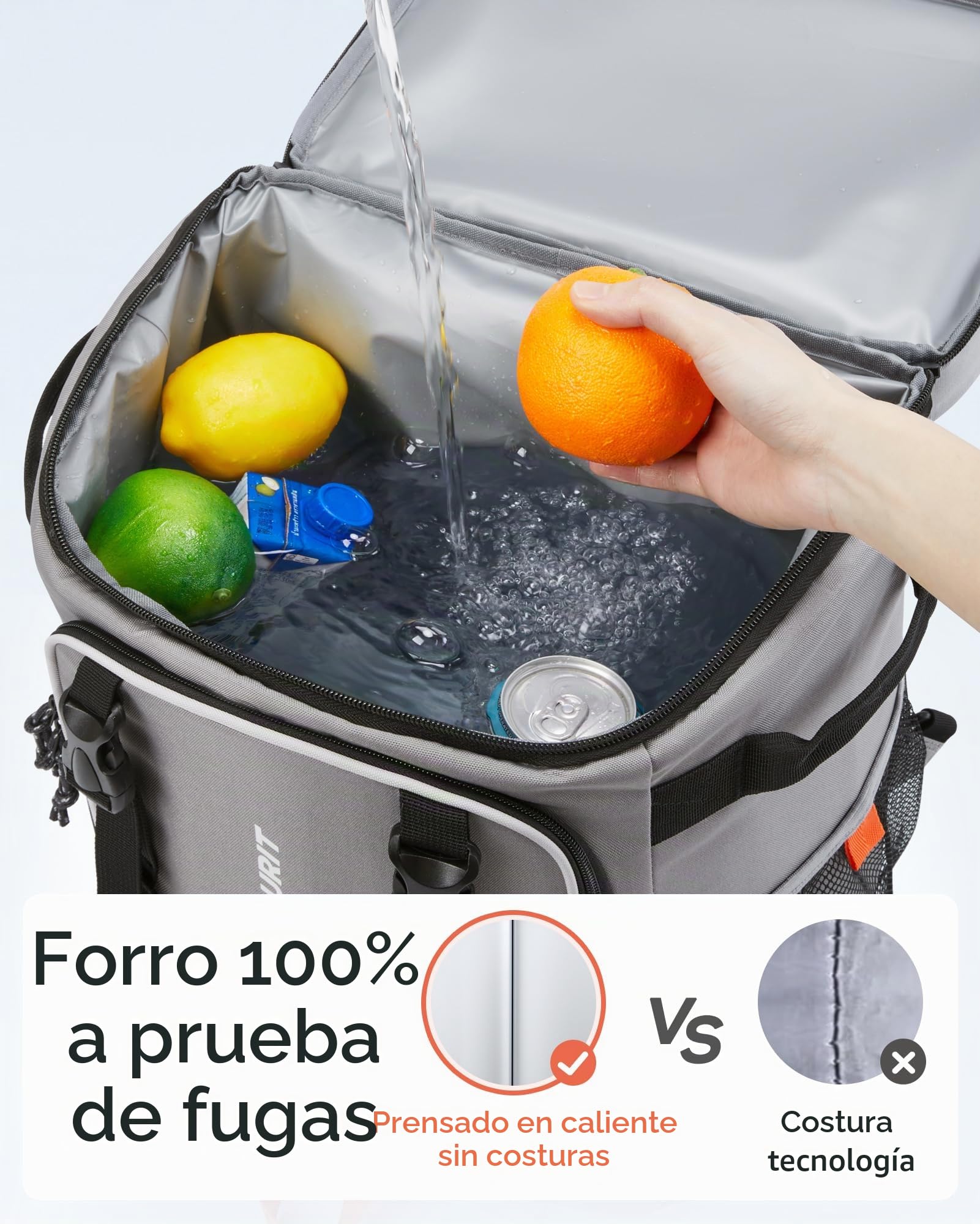 TOURIT Mochila refrigeradora con ruedas para 50 latas, doble fondo y asa doble, bolsa refrigeradora portátil con ruedas para mujer, 30 litros de capacidad, tamaño: 18" (15"+3") × 13" × 11"
