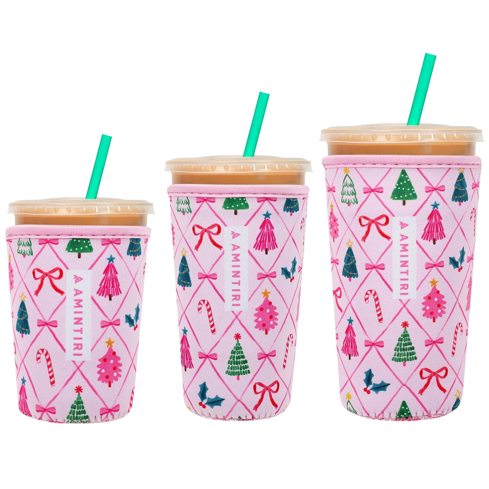 3 Pack Reusable Insulator Neoprene Sleeve for Iced Coffee &amp; Cold Soda
