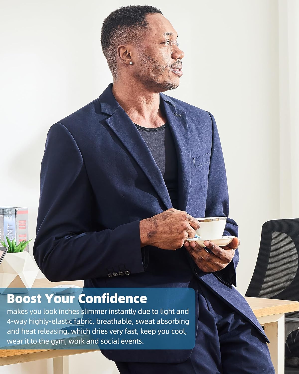 KOCLES Compression Shirt Men Slimming Undershirt Body Shaper Vest, Gynecomastia Compression Tank Top, Shapewear Tummy Control - Image 4