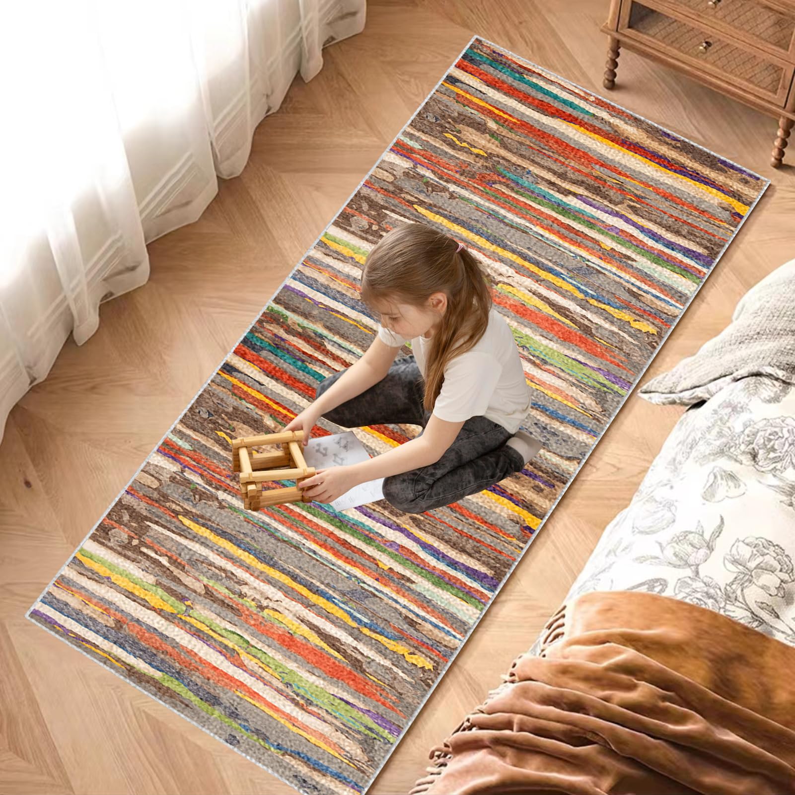 Chodnik dywanowy, antypoślizgowy bieżnik na korytarz, 90 x 300 cm, chodnik wejściowy, nadaje się do prania, chodnik kuchenny, dywan na korytarz, dywan do korytarza, sypialni