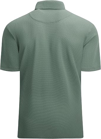 Alex Vando Mens Bubble Jacquard Polo Shirt Super Stretch Short Sleeve Polo Shirts for Men