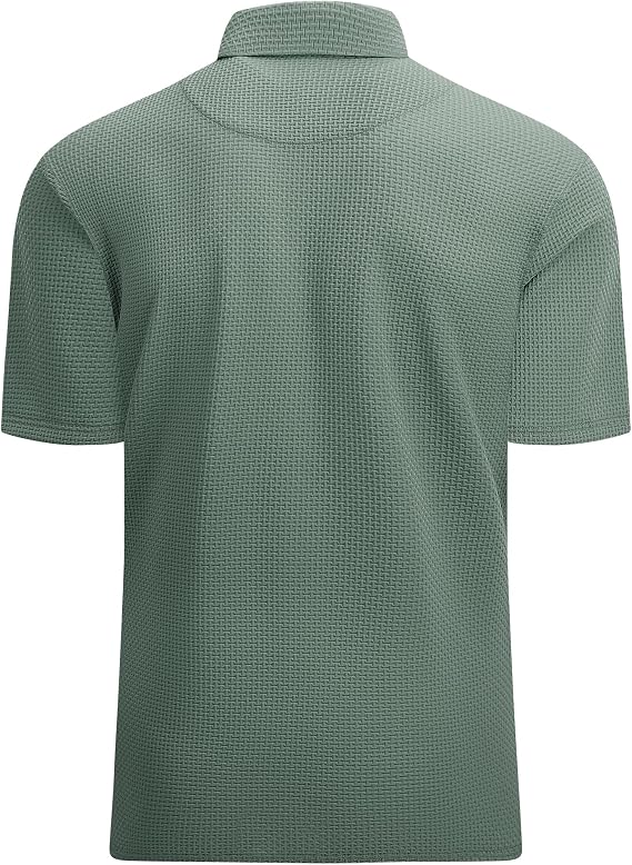 Alex Vando Mens Bubble Jacquard Polo Shirt Super Stretch Short Sleeve Polo Shirts for Men