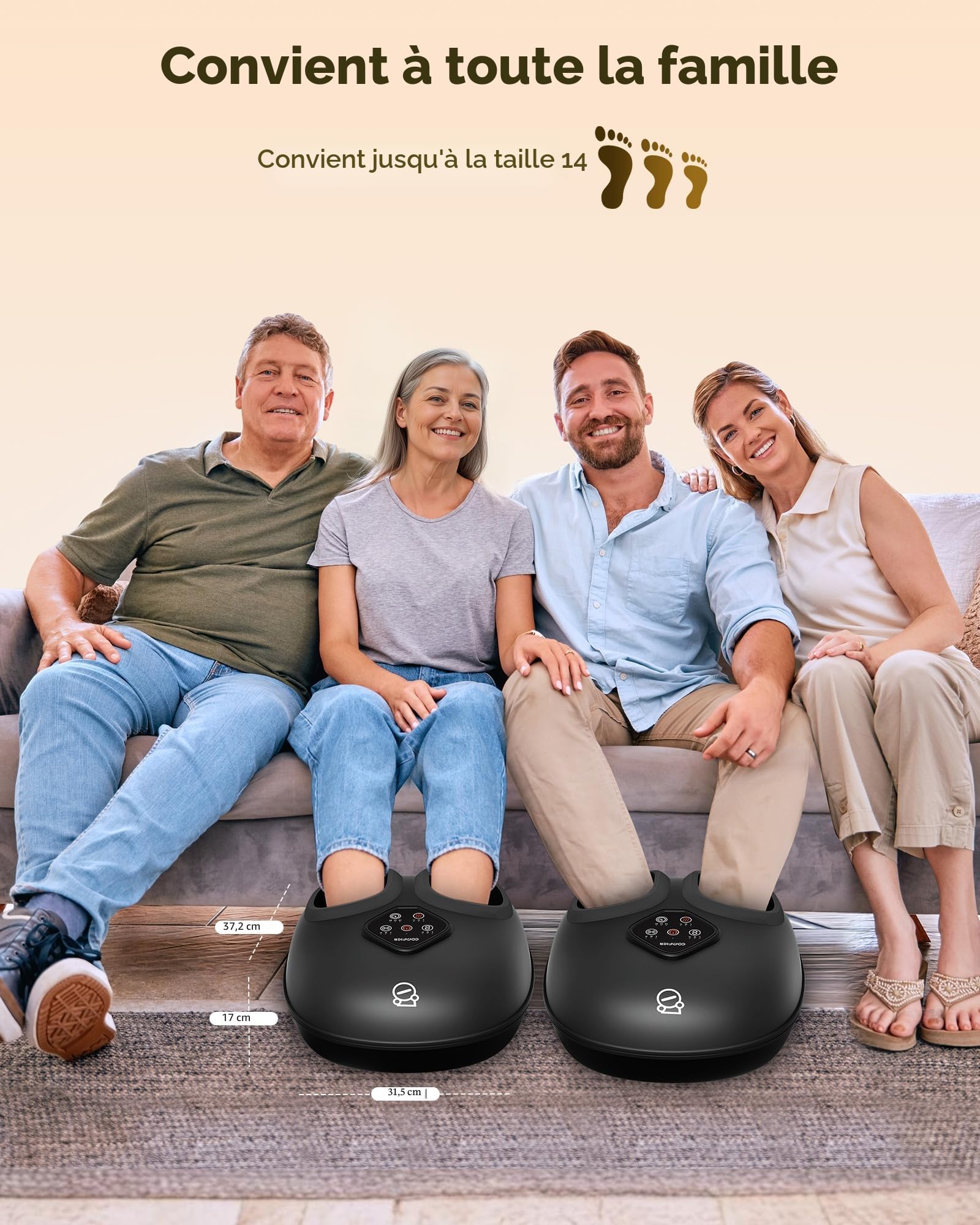 COMFIER Masseur de Pieds,masseur de pieds shiatsu électrique avec vibration pétrissage,Jusqu'à la Taille 46