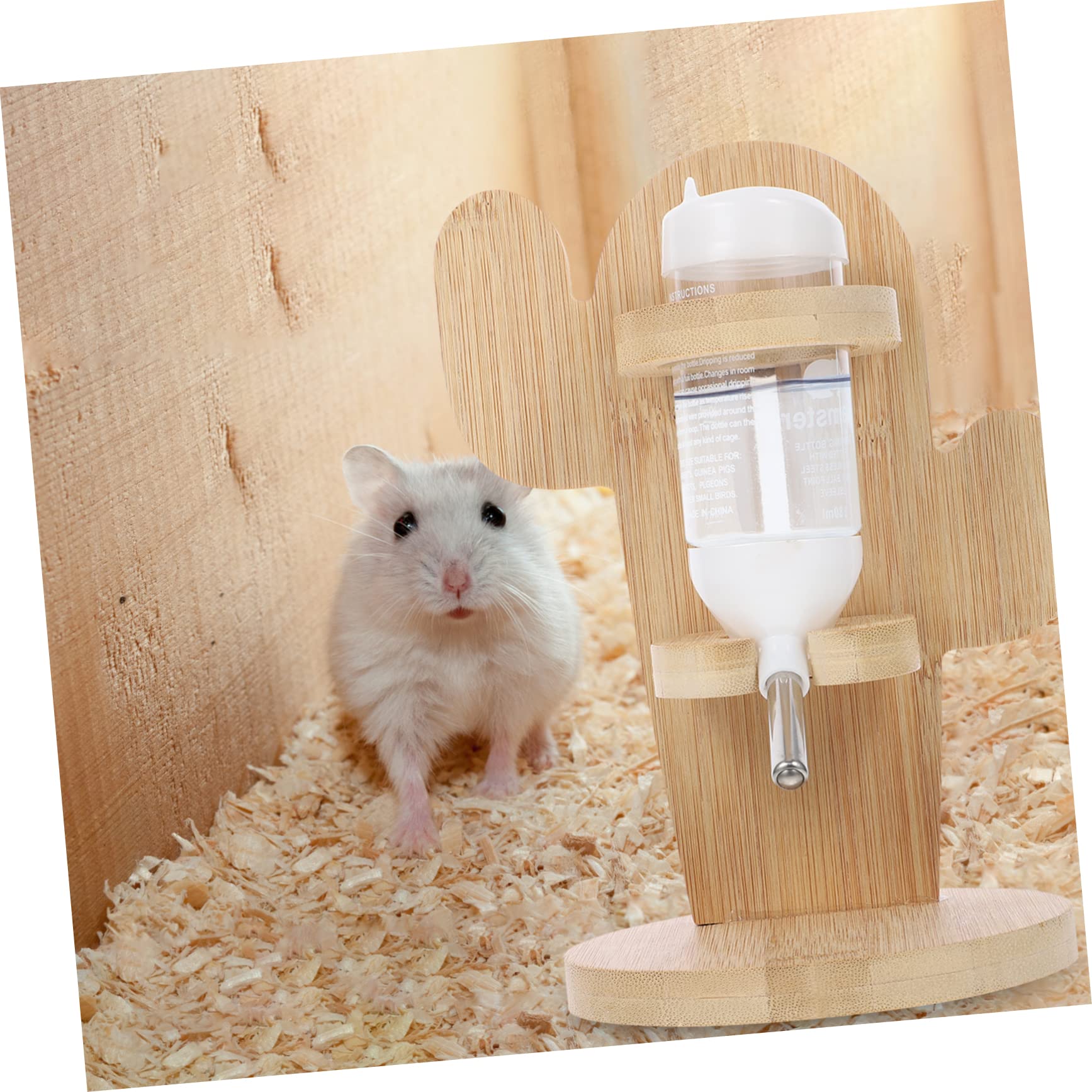 ERINGOGO Abreuvoir pour Chinchilla et Petits Animaux en Bois et Plastique, Bouteille Transparente Résistante à l'usure, Accessoire pour Cages et Fournitures pour Animaux