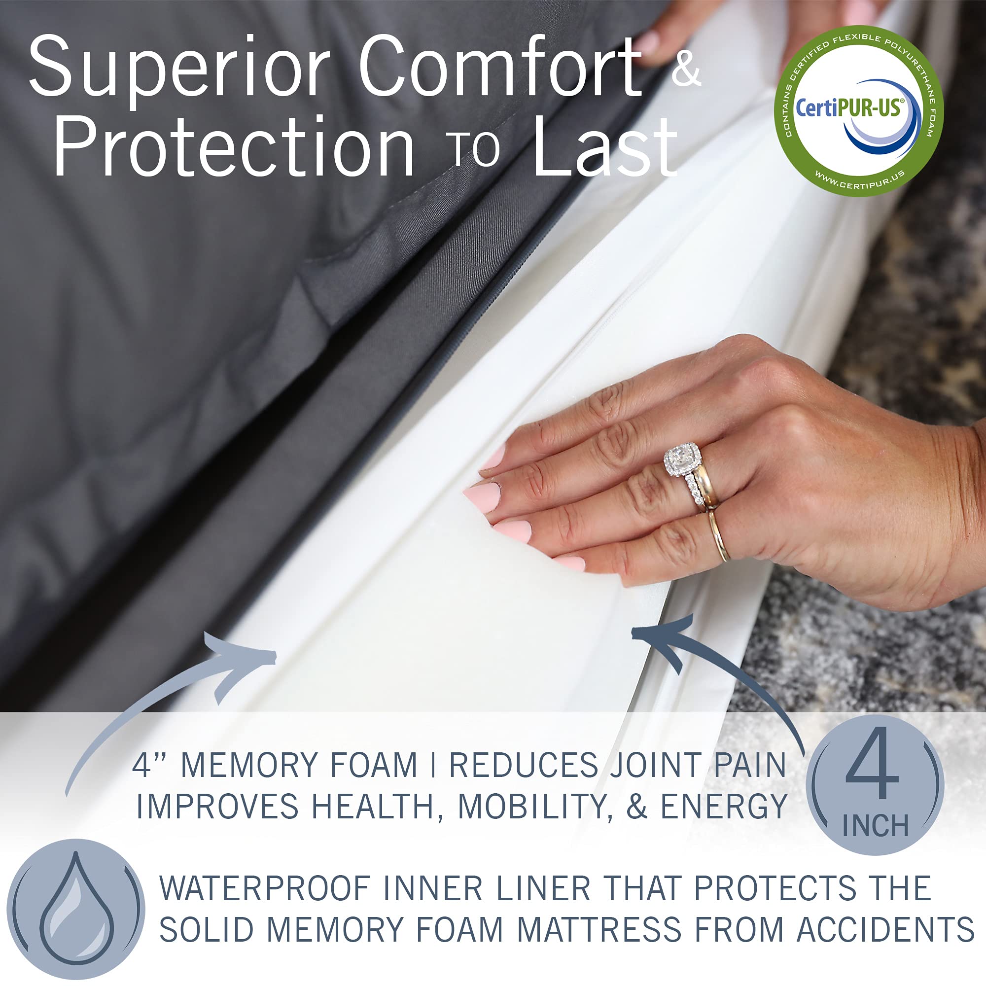 PetFusion Ultimate Dog Bed, Orthopedic Memory Foam, Multiple Sizes/Colors, Medium Firmness Pillow, Waterproof Liner, YKK Zippers, Breathable 35% Cotton Cover, Cert. Skin Safe, 3yr Warranty