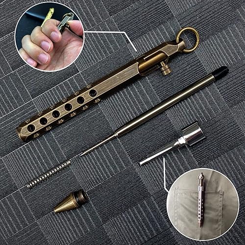 Miniatura 5 de Bolt Action - Bolígrafo táctico de metal con seis filos, de latón macizo, con recambios y clip, para negocios, Navidad, cumpleaños (negro)