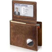 Mens Wallet With AirTag Holder, Bifold Leather RFID Blocking 1-2 ID Windows 12-13 Card Holders, Gift Box and Screen Protector Included, AirTag Not Included