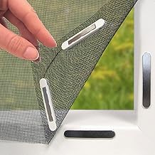 EASYmaxx Zanzariera per finestre con Magic Click | Tagliata individualmente su misura per tutte le finestre fino a 110 x 130 cm | Facile installazione con 12 magneti - senza forare o avvitare Nero