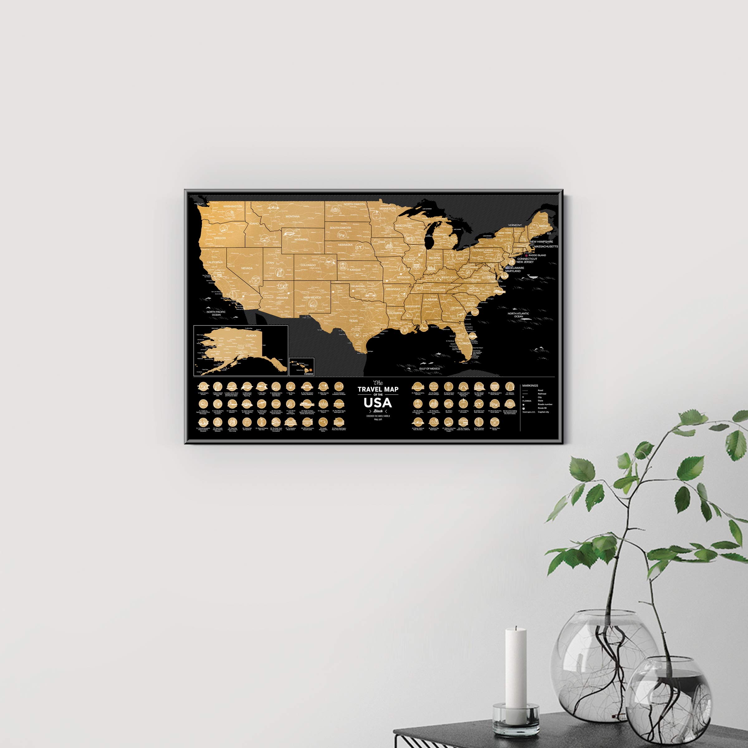 Mapa zdrapka USA Travel map black USA
