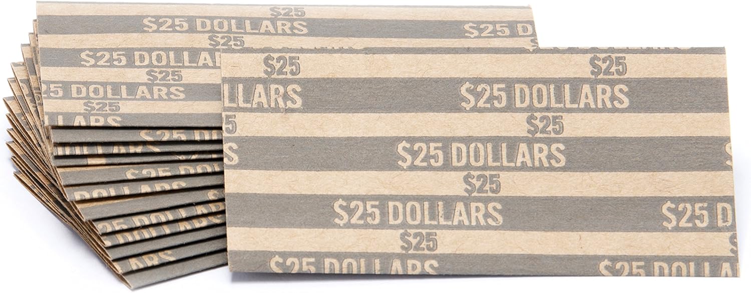 Sacagawea Dollar Coin Wrappers, 1,000 Flat Striped Coin