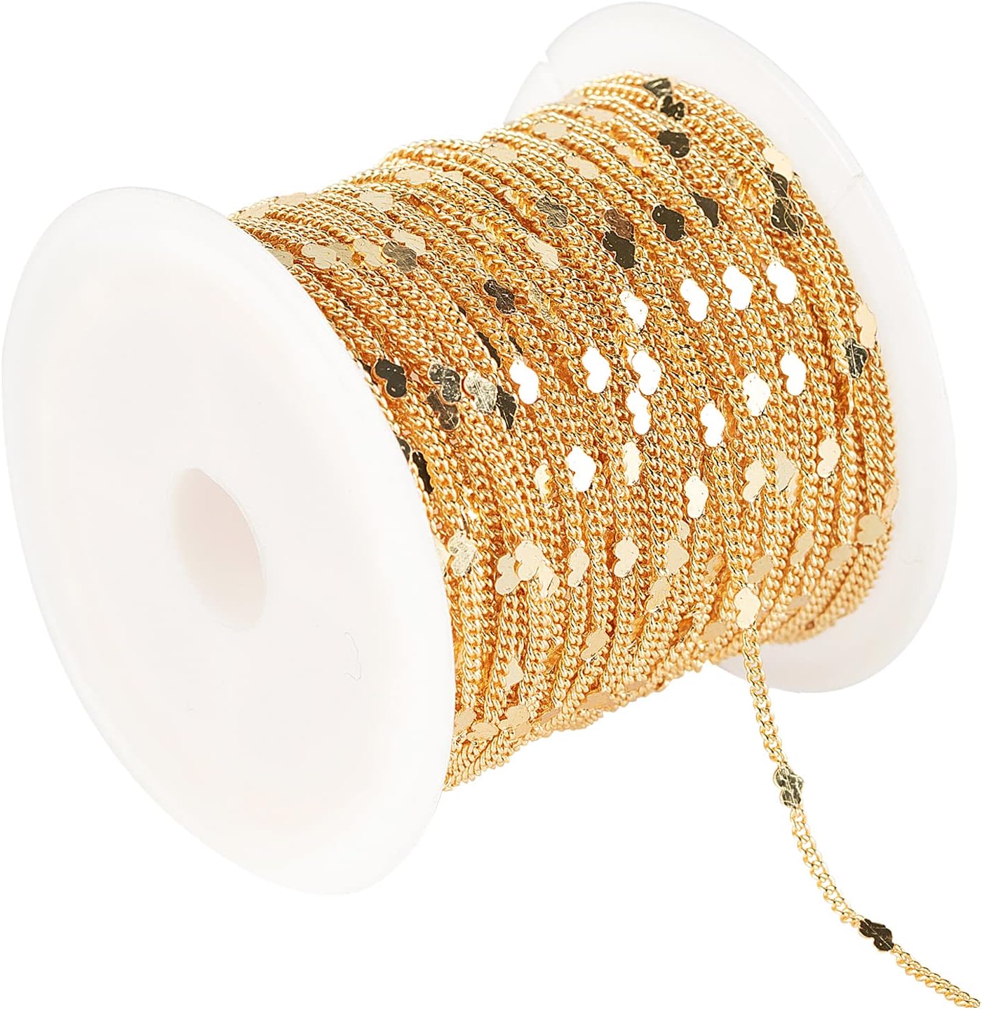 YOUBEIYEE 10 Meters Light Gold Chains for Jewelry Making, 18k Gold Plated Brass Flat