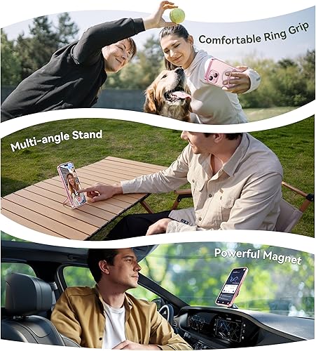 Miniatura 3 de CASEKOO Funda transparente para iPhone 15 con soporte magnético invisible, compatible con MagSafe, no amarillea, protección militar contra caídas,