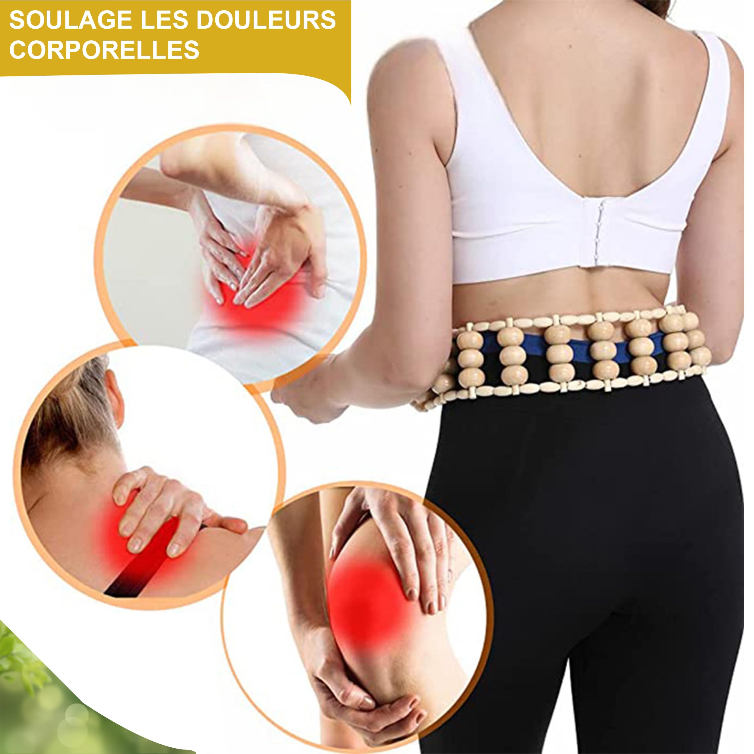 Kit rullo massaggio legno 4 in 1 piedi schiena gambe cosce spalla pancia terapia anticellulite drenaggio linfatico per scolpire alleviare il dolore muscolare per un rilassamento sicuro del corpo