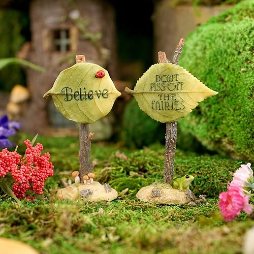 Miniatura 3 de Top Collection Figura miniatura de jardín de hadas y terrario con texto en inglés «Don't Piss Off The Fairies»