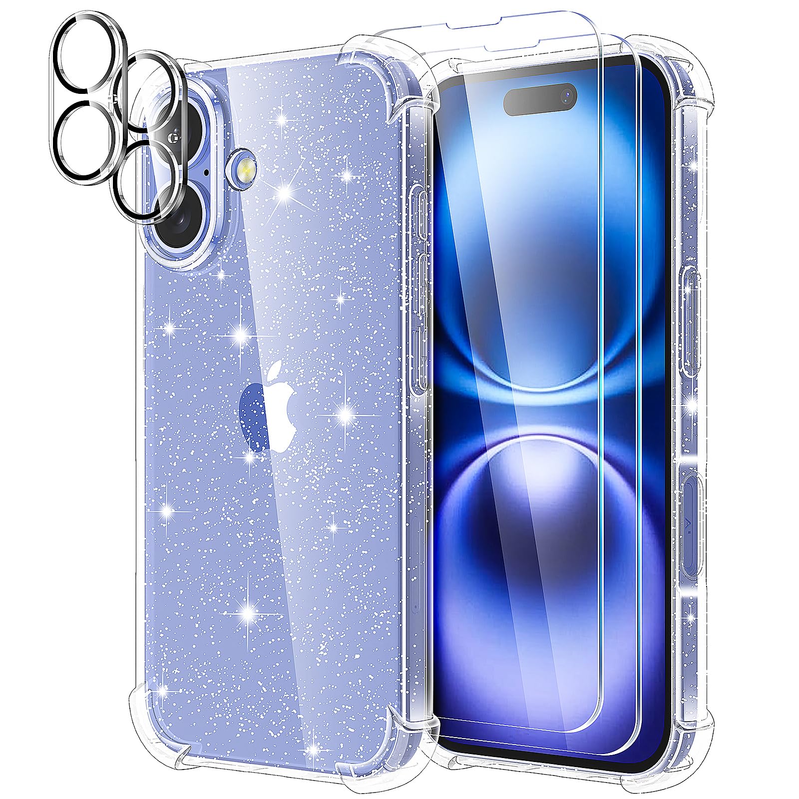 NALIA Cover Glitterata compatibile con iPhone SE 2020/8 / 7 Custodia, Diamante Hardcase Glitter Copertura Protettiva Antiurto Resistente, Slim Telefono Cellulare Protezione Bling Case - Turchese