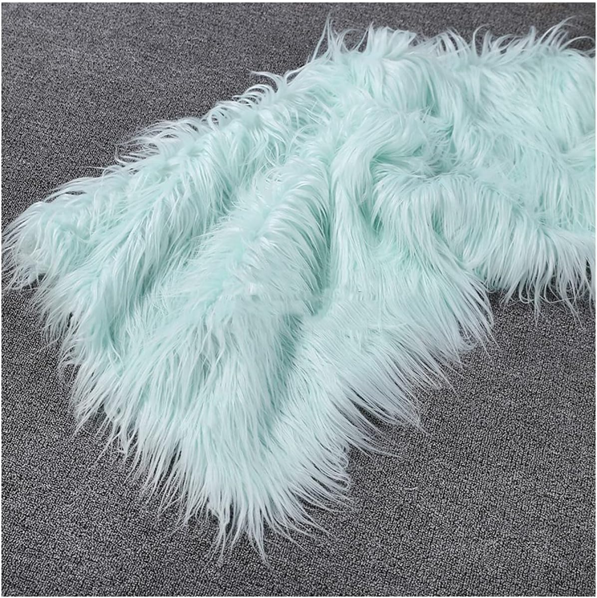 Tissu en fausse fourrure de haute densité couleur mint green doux