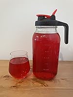 Vista 2 de Jarra de tarro Mason de 64 onzas de boca ancha de 64 onzas con tapa hermética y tapa de metal y banda, jarra de 2 cuartos de galón para té helado