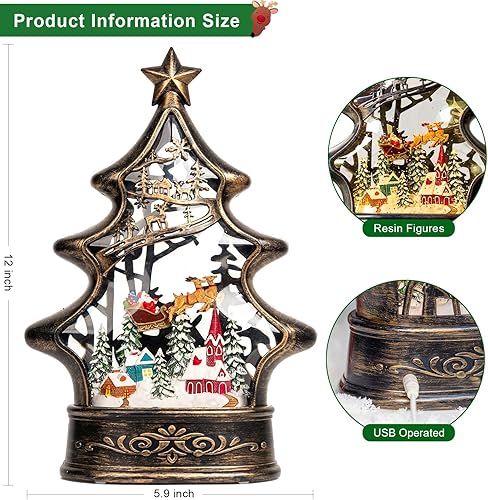 Miniatura 45 de Linterna de agua con globos de nieve de Navidad con cardenal, música y temporizador de 6 horas, con forro USB/funciona con pilas, faroles iluminados