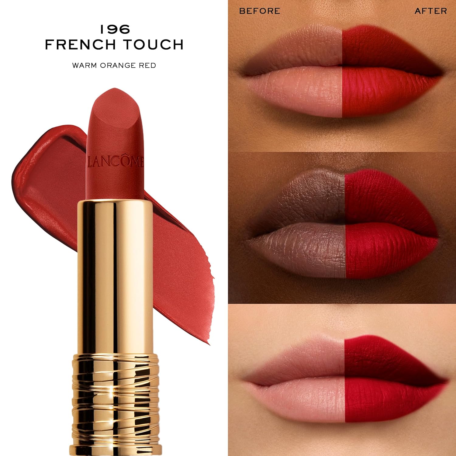 Lancôme L’Absolu Rouge Drama Matte Lipstick, Ultra Matte Finish, 8HR Full Coverage Color with Ceramides, Hyaluronic Acid, Rose Extracts for Moisture & Comfort, Smudge-Resistant - Image 3