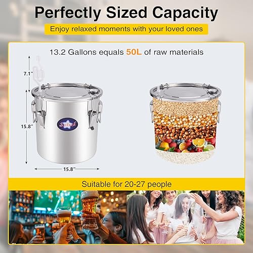 Miniatura 15 de Suteck Alcohol Still 8Gal 30L acero inoxidable destilador de alcohol tubo de cobre caldera de alcohol con barril de golpe