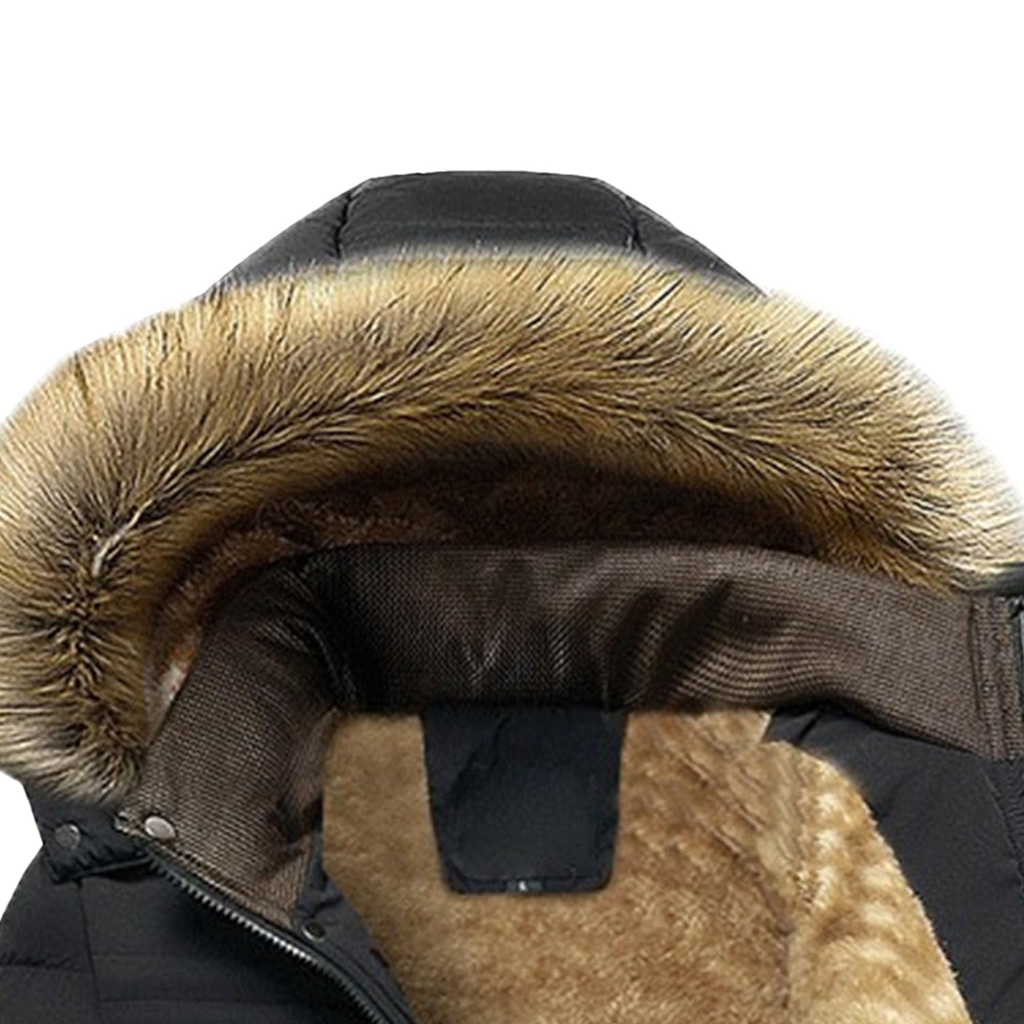 Piumino da uomo con colletto in pelliccia sintetica pesante foderato in pile con cappuccio piumino da uomo con cappuccio piumino da uomo