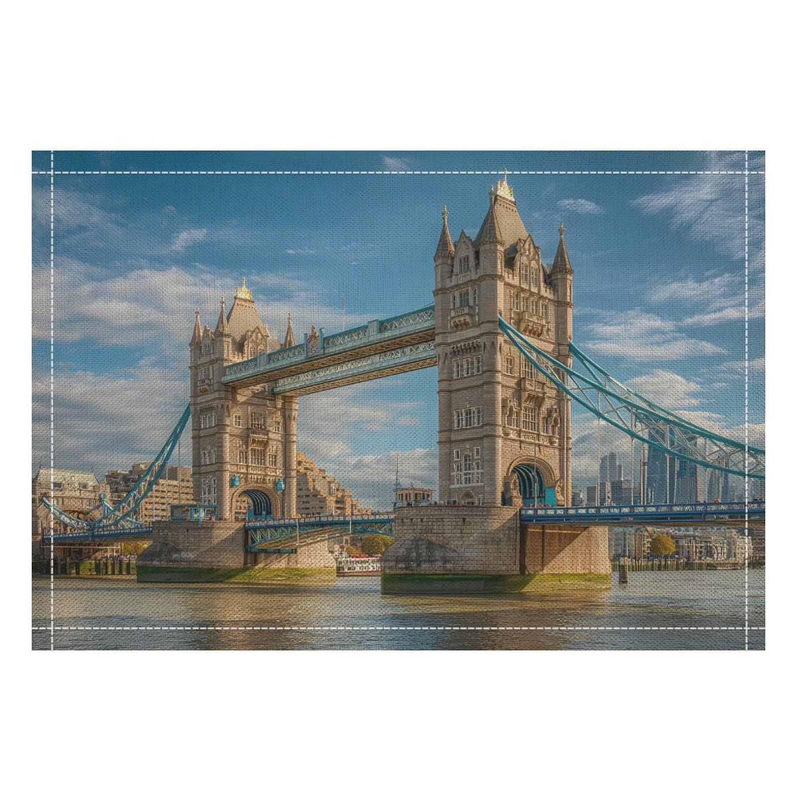 Tower Bridge in London England Funny Linen Placemats Heat Resistant Table Mats for Dining Kitchen 18 X 12 Inch