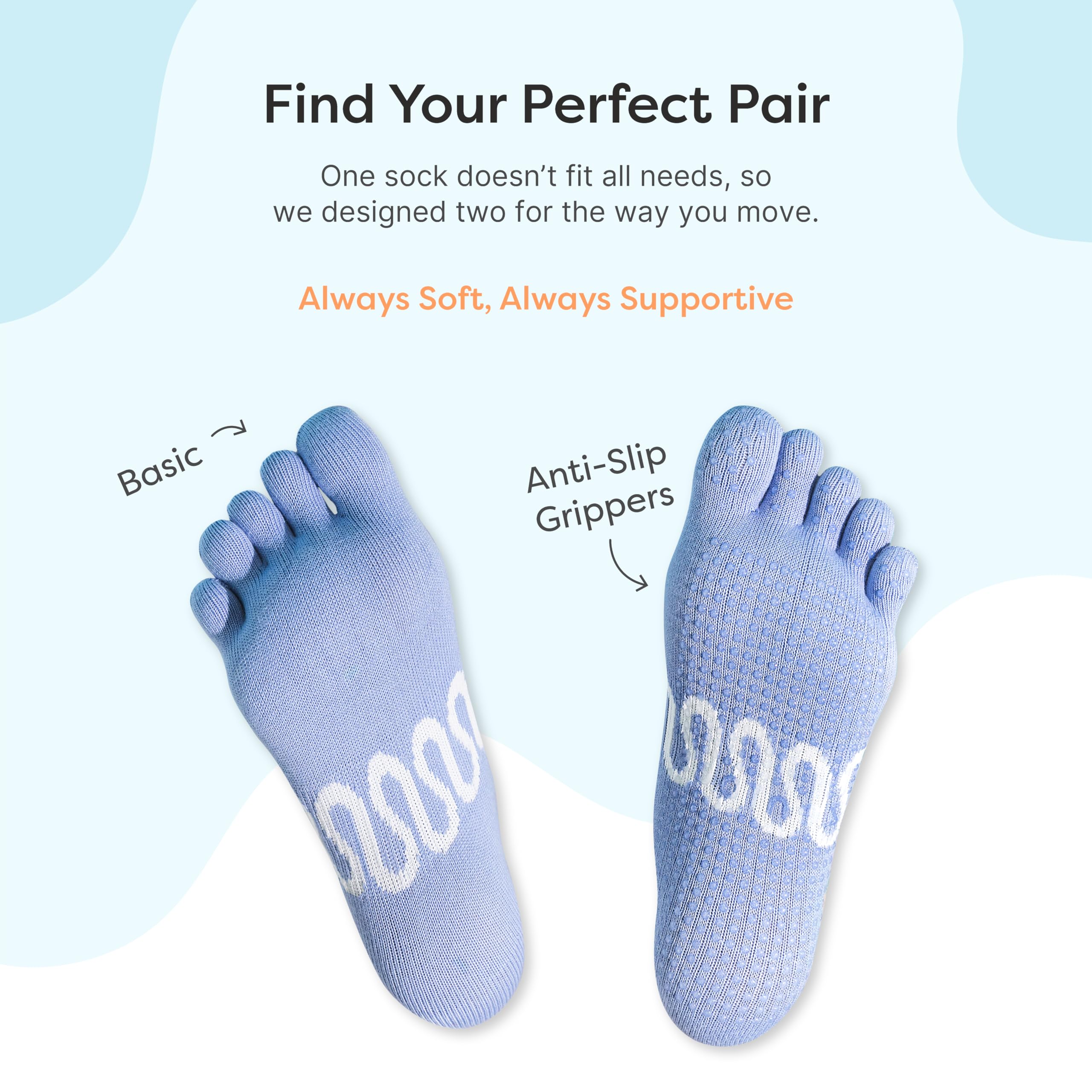 ZenToes Calcetines de pilates para mujer, calcetines antideslizantes de algodón para yoga, calcetines para reducir el roce y prevenir ampollas