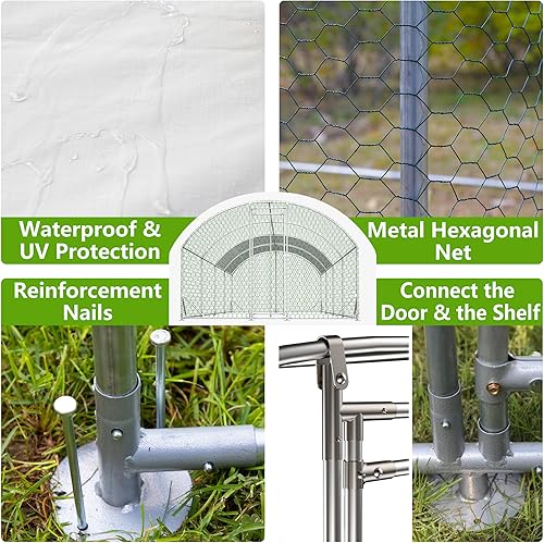 Miniatura 49 de Gallinero grande de metal, jaulas de pollo con cubierta impermeable y anti-ultravioleta para exteriores