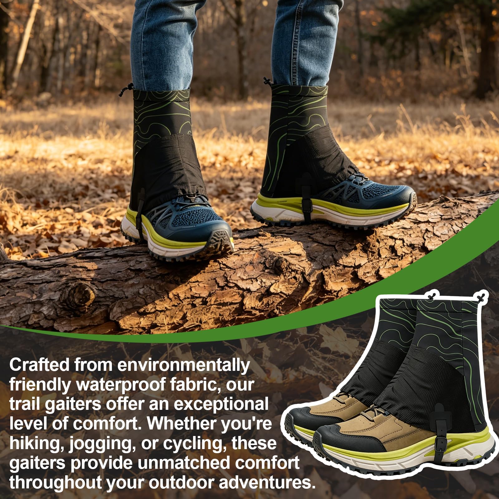Trail Low Gaiters Unisex, Trailrunning Schuhgamaschen zum Laufen, Atmungsaktiv Gamaschen zum Wandern, Sport wasserdichte Trail Gaiters für Outdoor, Wandern, Camping, Klettern