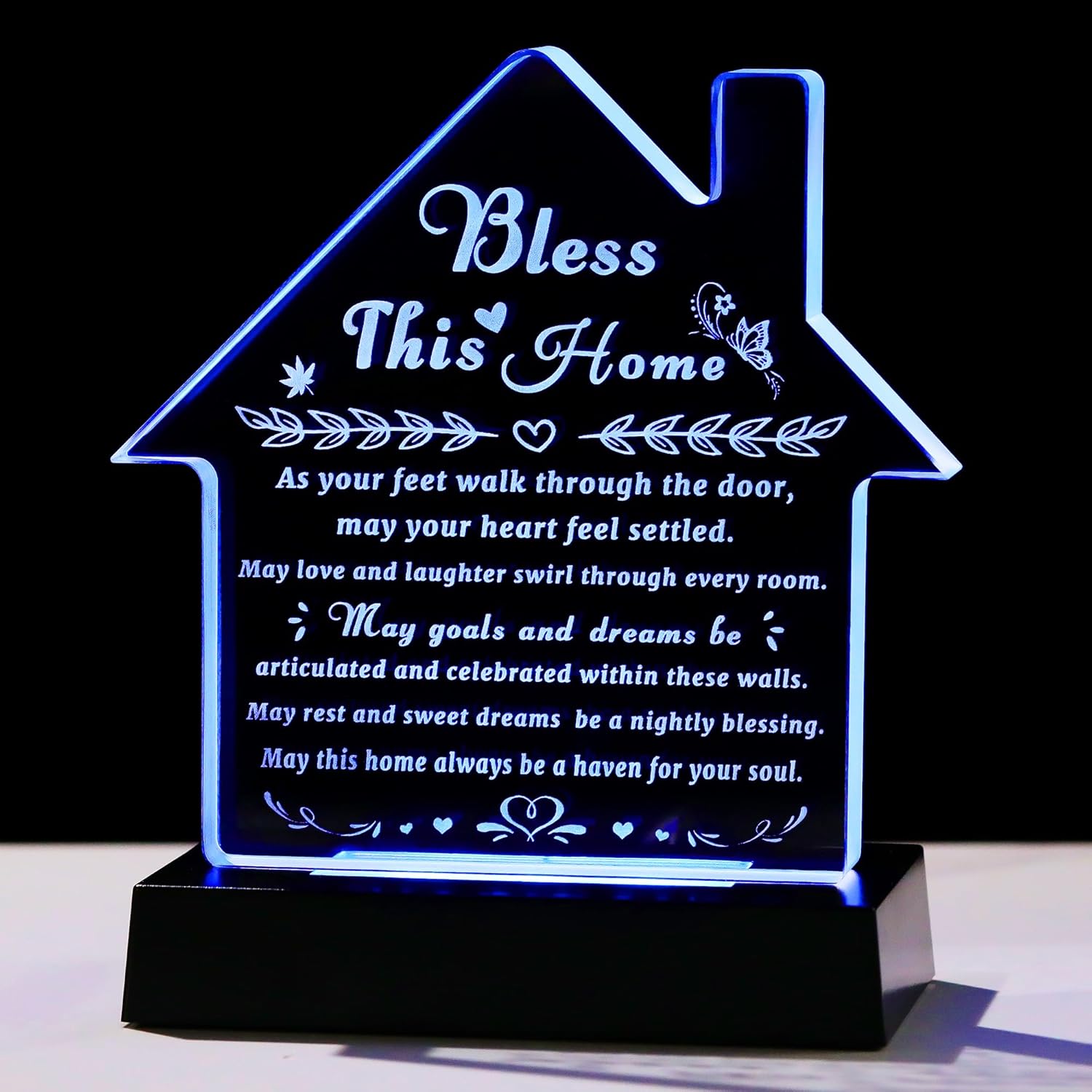 Enjinkail House Warming Gifts New Home Crystal Bless This Home Plaque with Colorful Base Best House Warming Gifts 2025 Unique Housewarming Decor for Women Men Couple Friend