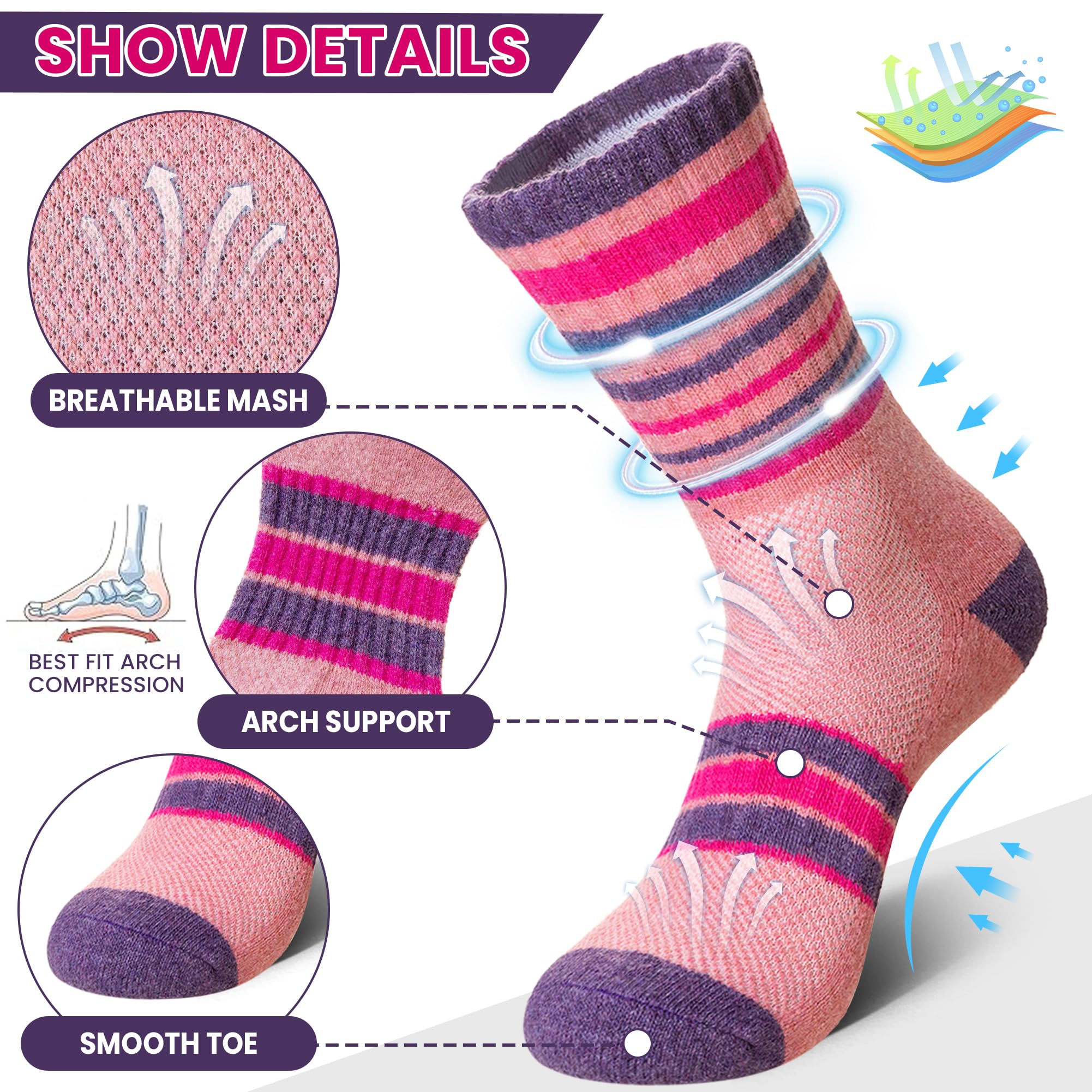 DoSmart Calcetines térmicos de lana merino para senderismo para mujeres y hombres, para invierno, cálidos, absorben la humedad, para botas de trabajo, calcetines de regalo, 5 pares