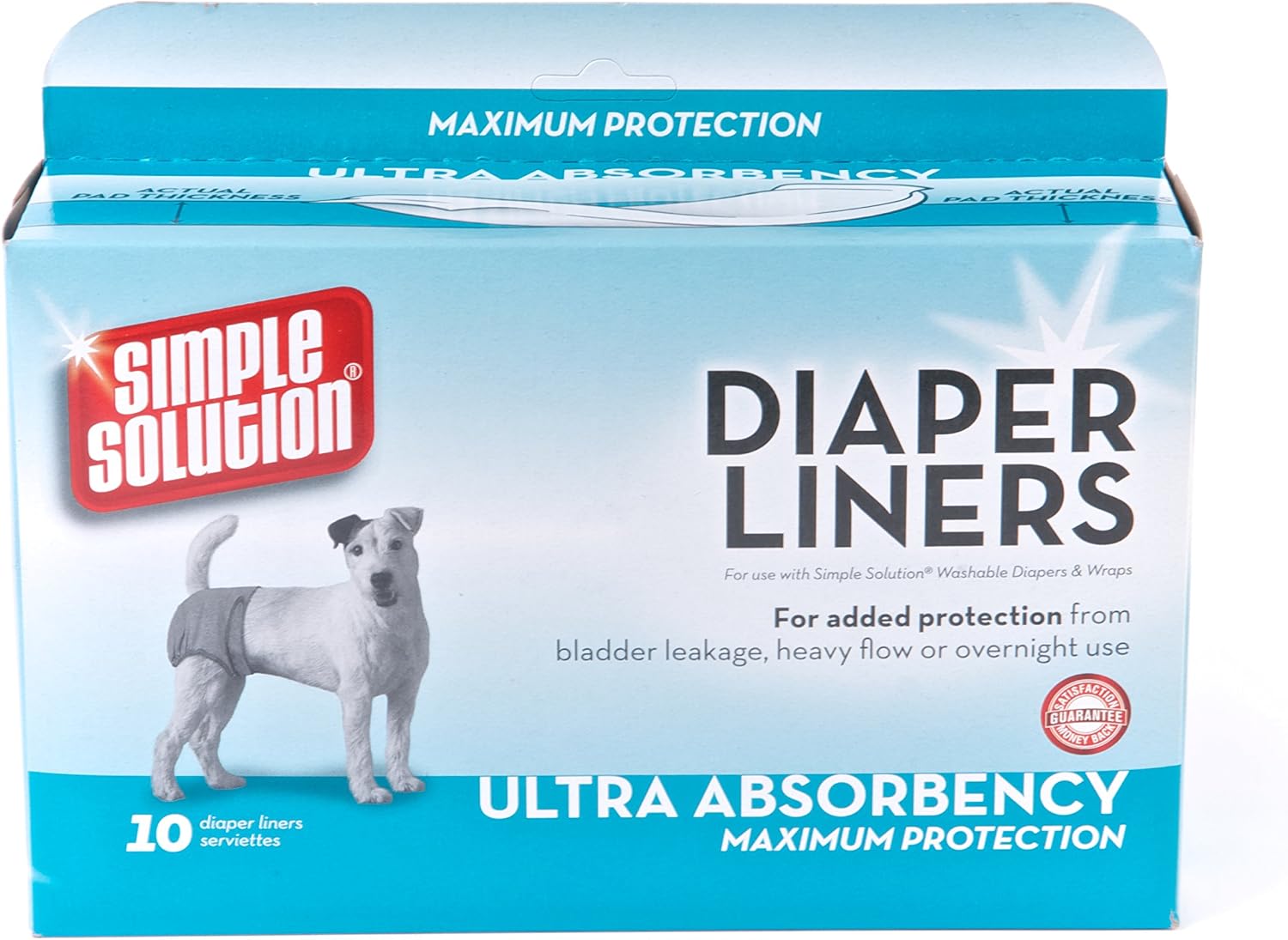 Simple Solution Disposable Dog Diaper Liners Ultra Absorbency, 10 count