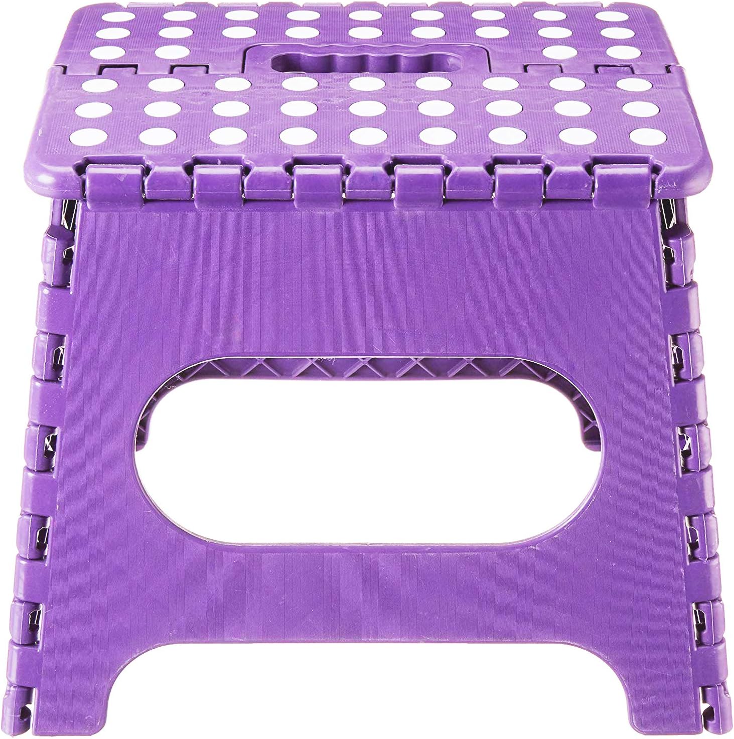 Yeegfey Folding Step Stool - Lightweight 11 Inch Step Stool is Sturdy Enough to Support Adults and Safe Enough for Kids Opens Easy with One Flip. Great for Kitchen, Bathroom, Bedroom, Kids or Adults. (Purple)