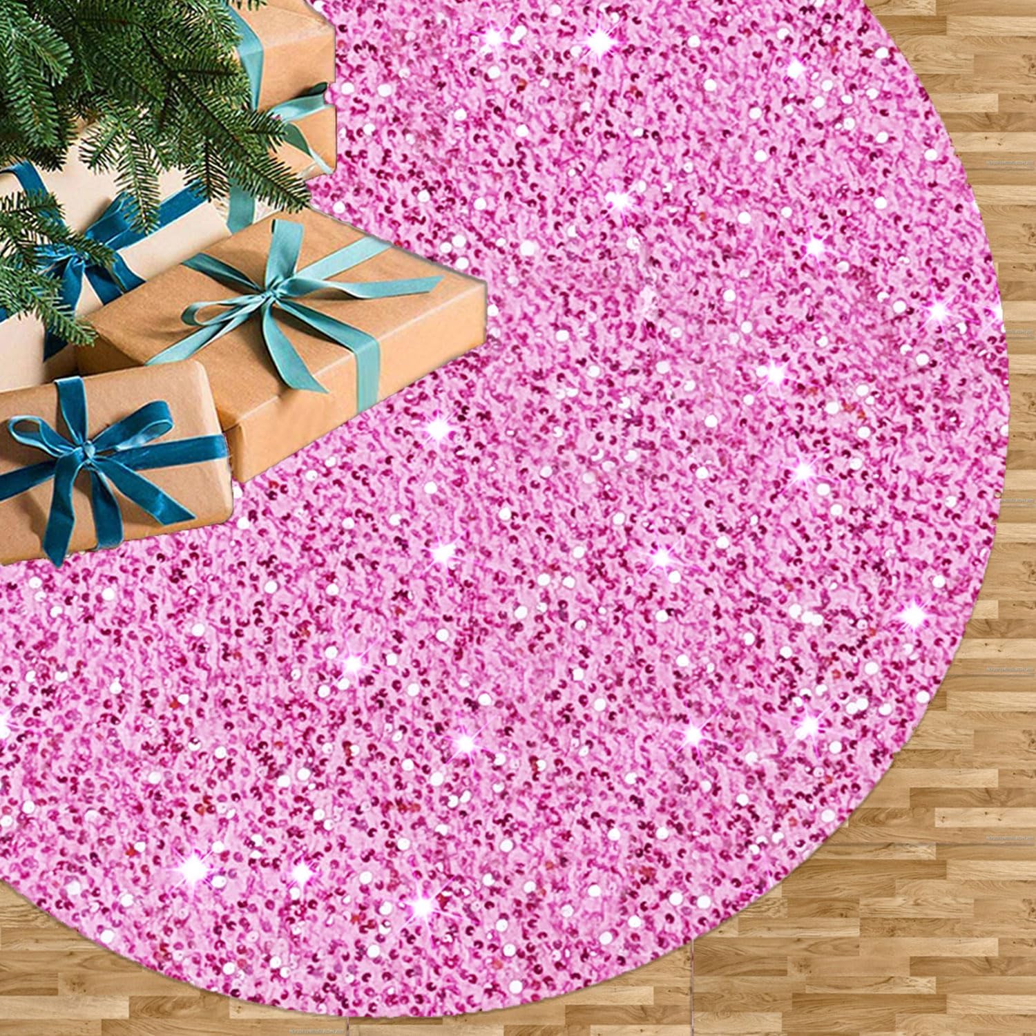 Christmas Tree Skirt Christmas Tree Storage Bag Bundle (21 Inches，Fit up to 7.5 FT Trees) Tree Skirt Pink Christmas Decor Artificial Christmas Tree Bag for Holiday Storage