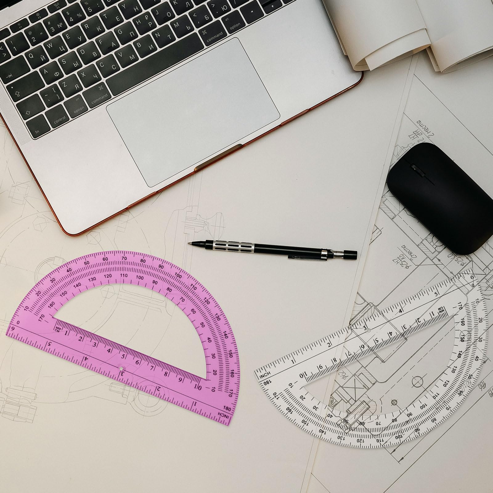 Zonon Lot de 100 rapporteurs en plastique de 15,2 cm pour la rentrée scolaire, 180 degrés, rapporteurs roses et bleus transparents pour salle de classe, enseignants, étudiants, fournitures de bureau