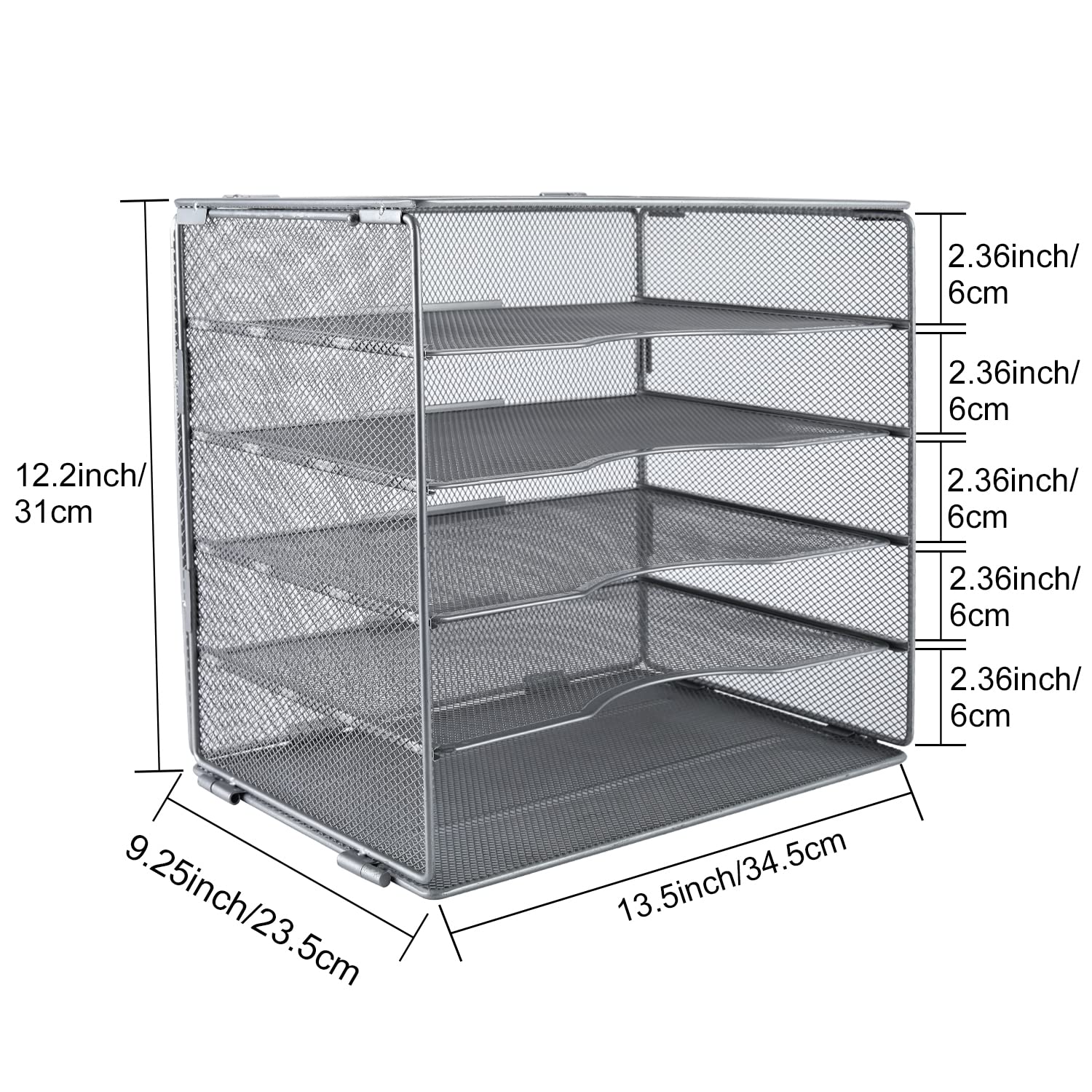 EasyPAG 5 Fächer A4 Metall Büro Schreibtisch Organizer Dokumentenhalter Aktenablage Zeitschriftenhalter Briefablage Papier Magazin Organisator,Silberfarben