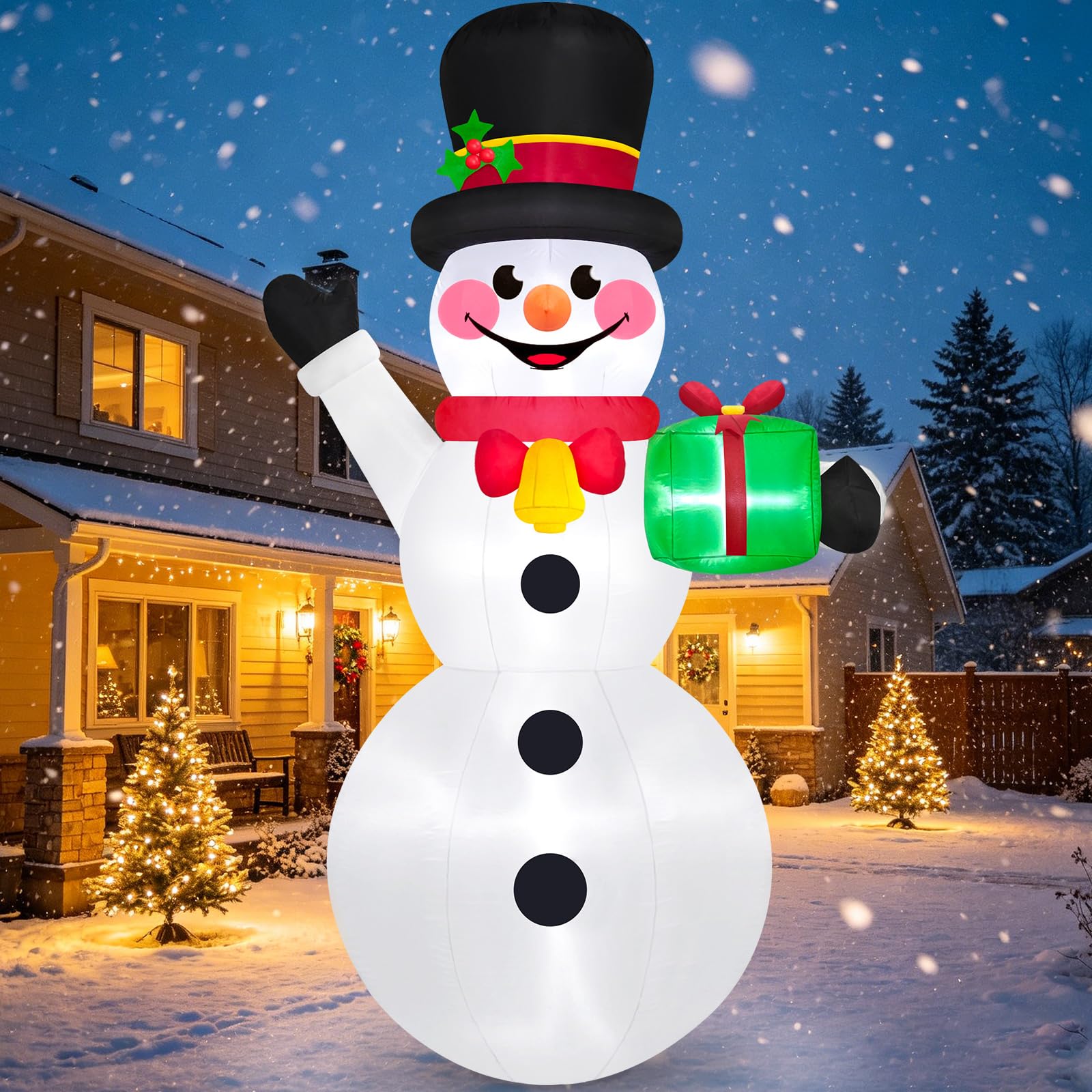 Danxilu 8FT Christmas Inflatable Snowman Outdoor Decorations with Gift Box