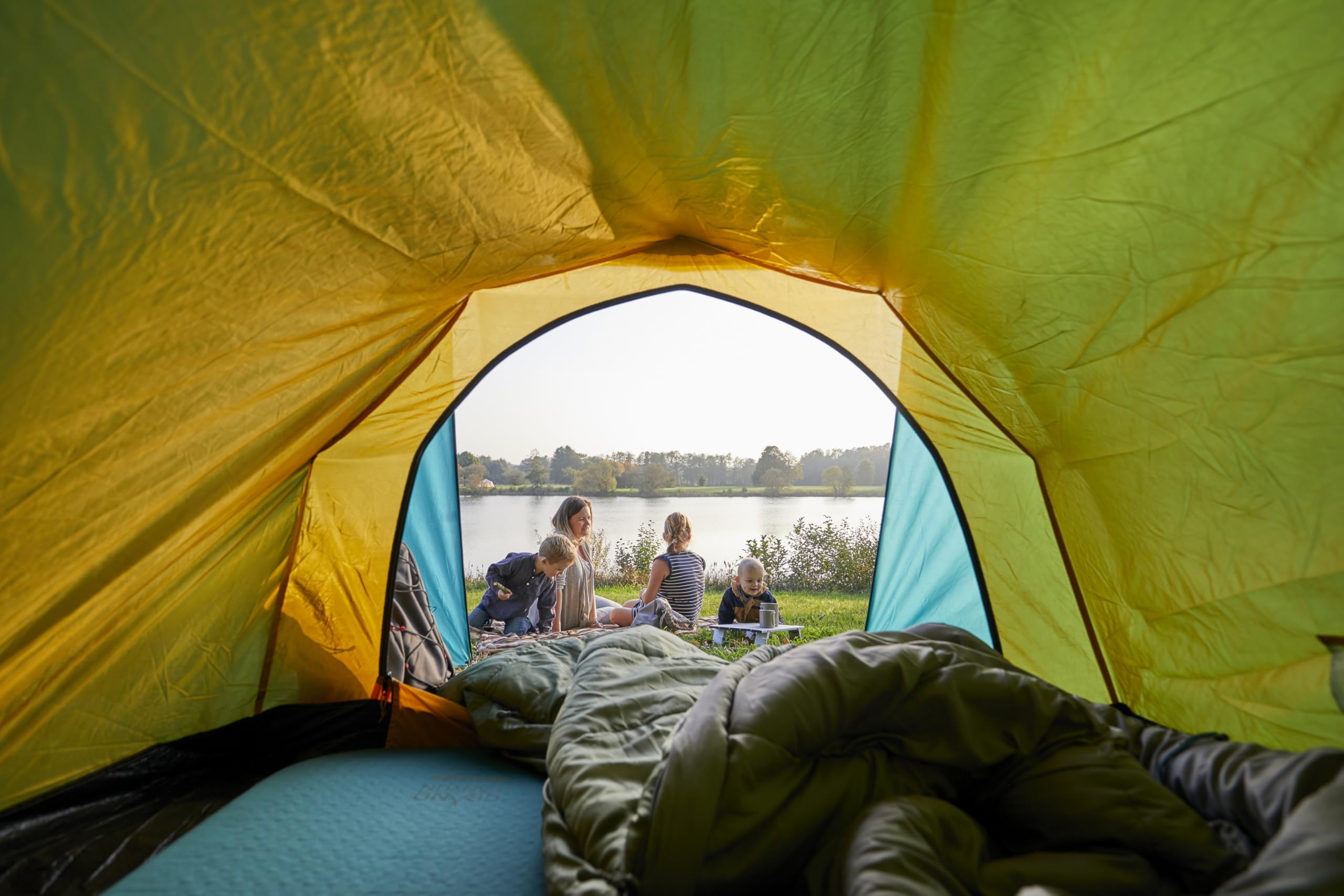 Grand Canyon HATTAN 3.8 KIDS - Tapis de camping autogonflant - 160x51x3,8cm - Meadowbrook (turquoise)