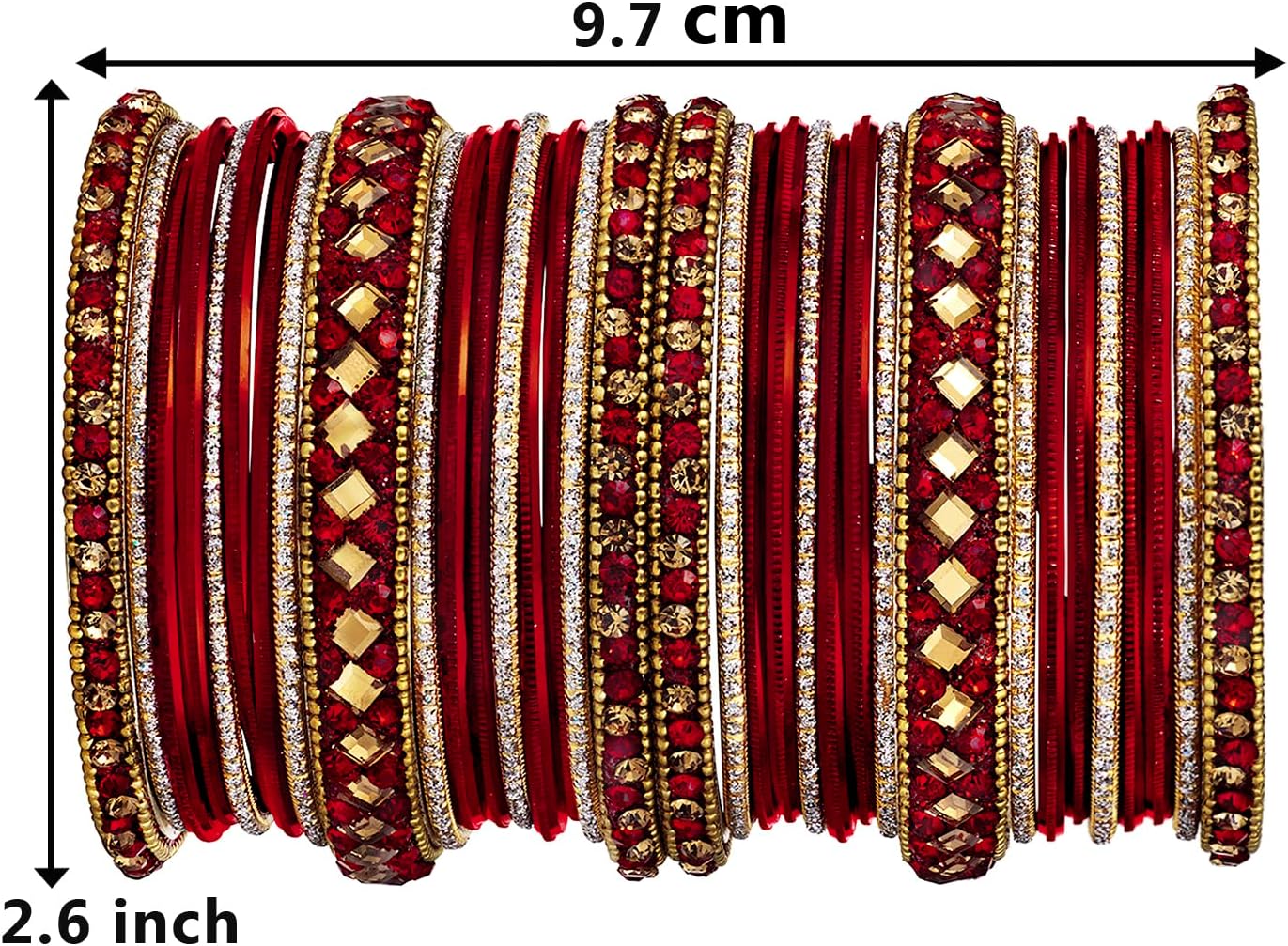 Aheli Ethnic Colorful Metal Bangles Chudha Set Stone Studded Bangle Set Indian Wedding Wear Fashion Jewelry Gift for Women Blue - Image 4