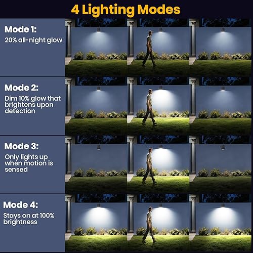Miniatura 5 de Luz de porche para exteriores, carga híbrida (CAsolar), luces de aplique para exteriores, 3 CCT, sensor de movimiento PIR, 1000 lm regulable para