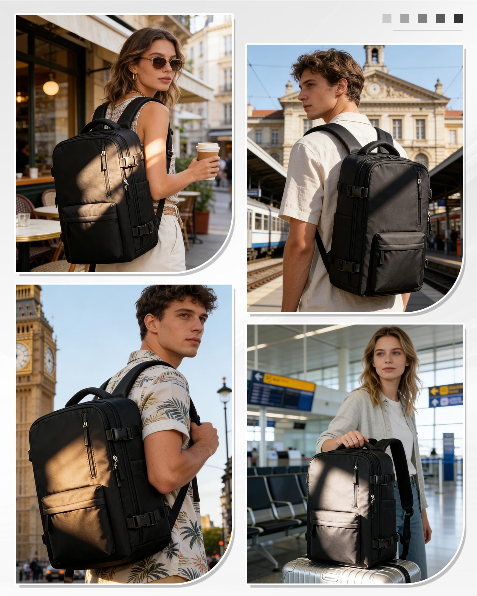 SEAFEW Sac à dos sous vide de voyage avec pompe, Cabine Avion Bagage cabine à main para Easyjet 45x36x20 avec compression pour homme et femme Sac de Voyage pour Week-End,G01-Noir